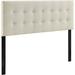 Button Linen Fabric Upholstered Queen Headboard