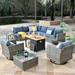 OVIOS Deep Seat Wicker 11-piece Sectional Set Swivel Chairs Fire Pit