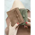 Mini portefeuille rétro en cuir PU pour femme double couche pliable clip pour carte de crédit ou