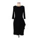 Alex Evenings Cocktail Dress - Sheath Crew Neck 3/4 sleeves: Black Solid Dresses - Women's Size 10