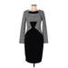 Venus Casual Dress - Sheath Crew Neck Long sleeves: Black Color Block Dresses - Women's Size 42