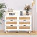 iYofe Rattan Sideboards Buffet Cabinet w/ 6 Drawers, LED Lights & Power Outlet Wood in White | 37 H x 43 W x 15 D in | Wayfair