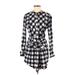 Derek Lam 10 Crosby Casual Dress - Mini High Neck Long sleeves: Black Checkered/Gingham Dresses - Women's Size 10