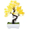 Gent ement-Plantes bonsaï en plastique vert petit pot d'arbre fausse plante fleur en pot