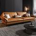 MABOLUS Pillow Top Arm Modular Sofa Leather Match/Genuine Leather in Brown/Orange | 32.68 H x 86.61 W x 36.61 D in | Wayfair