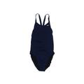 Nike One Piece Swimsuit: Blue Solid Swimwear - Women's Size 12