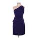 Cynthia Steffe Cocktail Dress - Sheath One Shoulder Sleeveless: Purple Solid Dresses - Women's Size 6