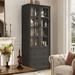 Winston Porter Joslyne Curio Cabinet Wood/Glass in Black | Wayfair 5F4123046FC34E79A8F99F7A9FFC1063