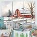 August Grove® Calm Red Barn In Winter II - Farmhouse Canvas Wall Art Set Canvas in White | 28 H x 36 W x 1 D in | Wayfair
