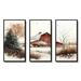 August Grove® Calm Red Barn In Winter I - Farmhouse Canvas Wall Art Set Canvas in White | 28 H x 36 W x 1 D in | Wayfair