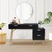 Everly Quinn Adlean Styling Station Cabinet Makeup Vanity w/ Drawer Wood in Black | 31.2 H x 43.3 W x 19 D in | Wayfair