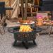 Red Barrel Studio® Elanah 25.8" H x 36" W Steel Wood Burning Outdoor Fire Pit w/ Lid Steel in Black/Brown/Gray | 25.8 H x 36 W x 36 D in | Wayfair