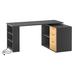 Ebern Designs Lehighton 59" Rotation L-Shaped Executive Desk w/ Charging Station & LED Light Wood in Black | 28.3 H x 59 W x 36 D in | Wayfair