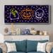 The Holiday Aisle® Neon Halloween - Floater Frame Print on Canvas Canvas, Solid Wood in Indigo | 20 H x 50 W x 1.5 D in | Wayfair