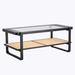 Bay Isle Home™ Anahy Coffee Table Wood/Glass in Black/Brown | 17.72 H x 45.28 W x 22.44 D in | Wayfair 493F245D5D324DBDA5B5A225BDEBECFA