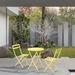 Ebern Designs Leneisha Round 2 - Person 23.62" L Outdoor Bistro Set Patio Bistro Foldable Round Table & Chairs, in Yellow | Wayfair