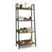 17 Stories CAPHAUS Zihanna Ladder Bookcase, 24 Inch Width Free Standing Shelf, 4 Tier Storage Rack Organizer Metal in Black/Brown | Wayfair