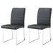 Wrought Studio™ Set of 2 High-Backrest Dining Chairs w/ Sturdy Legs, Upholstered in Durable PU Material Upholstered, in Black/Gray | Wayfair