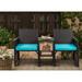 walsunny Seating Group w/ Cushions Synthetic Wicker/All - Weather Wicker/Wicker/Rattan in Blue | Outdoor Furniture | Wayfair WF-TBLS001