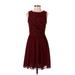 Max Studio Specialty Products Cocktail Dress - Party High Neck Sleeveless: Burgundy Solid Dresses - Women's Size 0