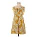 Elle Casual Dress - Mini Scoop Neck Sleeveless: Yellow Floral Dresses - Women's Size Small