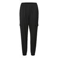 Kaffe Damen Women's Jog Pants Cargo Pockets High-Waisted Elastic Waist Regular Fit Hose, Black Deep, 44