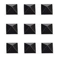 RaceWax Full Set of Nine Metal Pyramid Studs Stomp Pad 9 Black - (PC-2990)