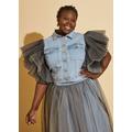 Plus Size Tulle Sleeved Denim Jacket