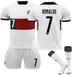 PhiFA Soccer Jerseys for Mens & Womens Portugal Number #7 Cristiano Ronaldo Printed Jersey Soccer Youth Practice Outfits Football Training Uniforms White Away XL