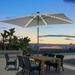 Sonerlic Patio 6x9 FT LED Market Umbrellas with Solar Lights Table Umbrella for Patio and Outdoor with Tilt Button for Deck and Pool Gray