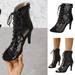 7cm Slim Heels Ultra-high Heels Mesh Straps Dance Shoes Fish Billed Boots Black qILAKOG Size 9.5
