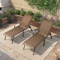 Pellebant 2/4PCS Outdoor Adjustable Patio Chaise Lounge Chairs Light Grey-4PC 4-Piece