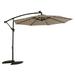 OYang Solar Offset Umbrella with 40 Built-in LED Lights Air Vent Removable Crank Handle Cross Base Outdoor Market Hanging Umbrella for Backyard Deck