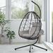 Indoor Outdoor Swing Chair for Adults Egg Chair with Stand Patio Wicker Hanging Egg Chair Hanging Basket Chair Hammock Chair for Bedroom Living Room Balcony Light Gray