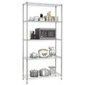 Jaxnfuro Adjustable 5-Shelf Shelving Unit Storage Rack Utility Rack Heavy Duty Freestanding Ventilated Metal Wire Rack Multipurpose Shelves Display Rack - 72 H x 36 L x 14 W-Chrome