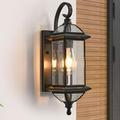 JIAH Exterior Wall Light Fixtures 18.5Inch Outdoor Wall Lights Waterproof with Clear Glass Lantern Wall Sconce Oil Rubbed Bronze Porch Light for House Patio Garage Front Porch E26