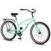 S26204 26 Inch Beach Cruiser Bike for Men and Women Steel Frame Single Speed Drivetrain Upright Comfortable Rides Multiple Colors
