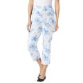 Plus Size Women's Flex-Fit Pull-On Denim Capri by Woman Within in White Tropical Palms (Size 16 WP)