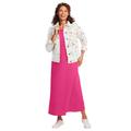 Plus Size Women's Stretch Denim Jacket by Woman Within in White Flowers (Size 16 W)