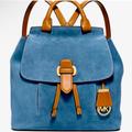 Michael Kors Bags | Michael Kors Romy Blue Suede Backpack / Purse | Color: Blue | Size: Os