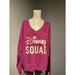 Disney Tops | Disney V Neck Long Sleeve Lightweight Magenta Sweatshirt Size 2x Disney Squad | Color: Red | Size: Xxl