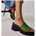 Free People Shoes | Free People Size Eu 36 Us 6/6.5 Winona Kelly Green Leather Slip On Wedge Sandals | Color: Green | Size: 6