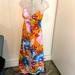 Zara Dresses | Maxi Flower Print Dress | Color: Blue/Orange | Size: L