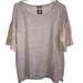 Anthropologie Tops | Dolan Women Gray Short Sleeve Knit Top White Embroidered Lace Sleeves Medium | Color: Cream/Gray | Size: M