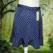 J. Crew Skirts | J.Crew Flair Skirt Navy Blue Pinstripe Ruffle Lined Skirt | Color: Blue/White | Size: 2
