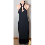 J. Crew Dresses | J.Crew Collection Dress Coastal Party Halter Neck Fringe 6 New Black | Color: Black | Size: 6