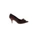 Bettye Muller Heels: Slip-on Kitten Heel Cocktail Party Brown Print Shoes - Women's Size 36 - Open Toe