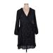 J. McLaughlin Casual Dress - Mini: Black Floral Dresses - Women's Size 14