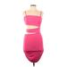 Shein Casual Dress - Bodycon Square Sleeveless: Pink Solid Dresses - Women's Size 6