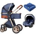 Baby Pushchair Portable and Lightweight Stroller 2 in 1 Baby Stroller for Toddlers Foldable Pram Buggy Gift Christmas Blanket, Aluminum Alloy Pushchair with Adjustable Backrest Cup Holder (C